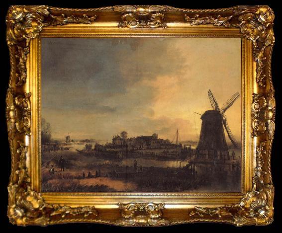 framed  Aert van der Neer Landscape with a Mill, ta009-2
